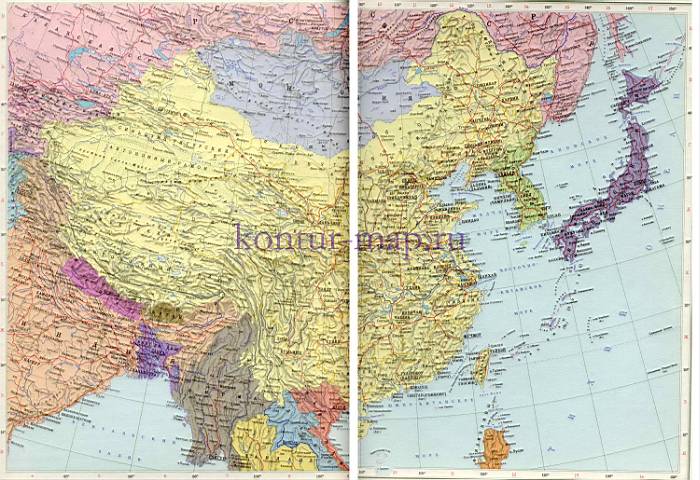 Политическая карта Дальнего Востока. Карта мира на русском языке - ДальнийВосток